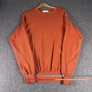 Merona Men's Size M 100% Merino Wool Orange Sweater Jumper Preppy Base Layer